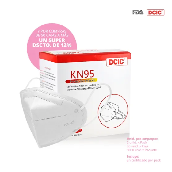 DCIC RESPIRADOR INDUSTRIAL KN95 GB2626-2006 TELA NO TEJIDA 5 CAPAS PFE 95% (1caja=20unid)